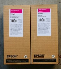 04-2022 NIB 2 of Genuine EPSON T5963 Vivid Magenta 350ml Ink 7890/7900 As T6363 picture