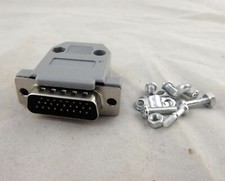 10pcs D-Sub DB26 Male 26 Pin 3 Rows Connector Gray Plastic Hood Cover Backshell picture