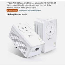 NEW TP-Link TL-PA7017P AV1000 Gigabit Passthrough Powerline Starter Kit picture