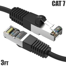 3FT Cat7 RJ45 Network LAN Ethernet SSTP Patch Cable Shielded Copper 600MHz Black picture