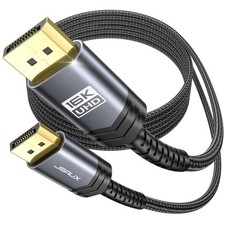 JSAUX Displayport Cable 10ft 2.1, DP 2.1 Cord Support 16K@60Hz, 10ft, Grey  picture