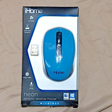 Teal Wireless Desktop Mouse iHome Neon NEW Plug N Play USB Click Wheel Mac PC picture