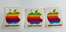 3 Vtg Apple Computer Logo Stickers Decals 1980s NOS unstuck ORIGINAL Lot of 3 picture