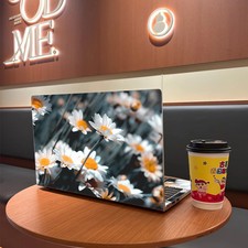 Retro Film Moody Grey Stem White Daisy Decal Floral Sticker For Laptop Skin picture
