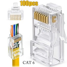 100pcs RJ45 Pass Through Modular Plug Network Cable Connector End 8P8C CAT6 CAT5 picture