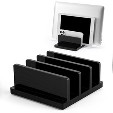 Adjustable Vertical Laptop Stand for Desk, Acrylic 3 Slot Laptop Holder Deskt... picture