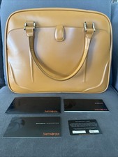 Samsonite Black Premium Tan Leather Laptop Briefcase | Unisex  picture