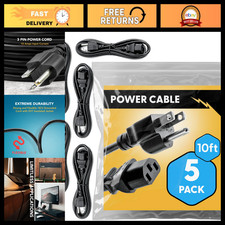 10ft Universal Power Cord (5 Pack) - IEC C13 to NEMA 5-15P, 18AWG, 10A, 125V for picture