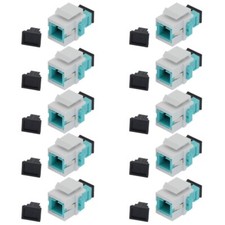 10x SC UPC Fiber Optic Simplex Multi Mode Keystone Jack Coupler Snap In OM3 Aqua picture