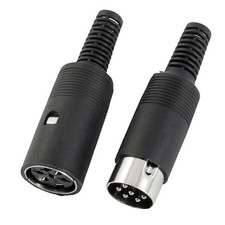 Pair Black Plastic Male + Female 6 Pins DIN Audio Video Connector 6mm Dia picture