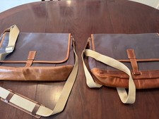 (Buy One Get Both) OOBĒ Blue & Brown Canvas Leather Laptop Bag [Great Condition] picture