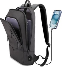 hk Backpack for Men Business Slim with USB Charger 17.3 Inch, Black  picture