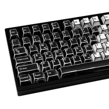 135 PCS PBT Black White Manga Keycaps Cherry Profile Fits 60/65/75/100 % picture