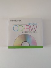 Memorex 5 Pack High Speed Blank CD-RW 12x 700MB/Mo 80 Minutes with Cases Sealed picture