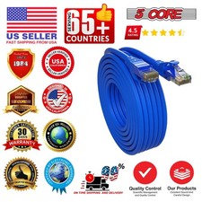 Cat 6 Ethernet Cable 20 ft Blue RJ45 5 Core LAN Patch Cord 24AWG Computer picture
