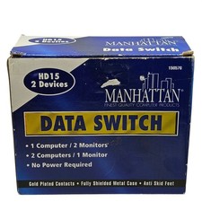 Manhattan Data Switch 150576 Beige VGA HD15 2-Port Manual A/B Box Shielded Metal picture