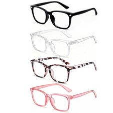 Blue Light Glasses for Woman Men, 99% Blocking Square Frame 4 Pairs picture