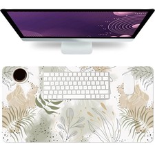 23.6x11.8 Inch Leaf PU Leather NonSlip Large Desk Mat Protector Mouse Pad picture