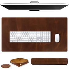 Large Real Leather Desk Mat Set 32x16