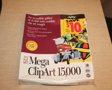 Softkey Mega Clip Art 15,000 - Windows 95 1997 Big Box New In Sealed Shrink Wrap picture