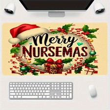 Merry Nursemas Christmas Mouse Pad | Large Non-Slip Desk Mat, Cute Style, Idea picture