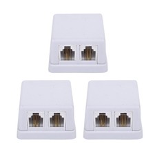 White Phone Jack Surface Mount Splitter Dual Port Box RJ11 6P4C Female 3 PCS picture