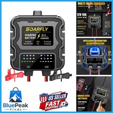 SOARFLY 2 Bank Marine Battery Charger, 10A (5A/Bank) 12V Waterproof On BOAD picture