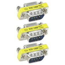 3 Pcs DB9 9-Pin D-SUB RS-232 Male to Female Serial Adapter Mini Port Saver Gold picture