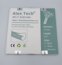 Alex Tech 10ft-1/2 Inxh Cord Protector Wire Loom Cable Sleeve Split Black picture