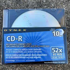 10 Pack Dynex Recordable Compact Disc CD-R DX-10CDR Shrink Sealed picture