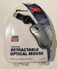 Targus Mini Retractable Cord USB Wired Optical Mouse 800 DPI 3-Button Silver picture