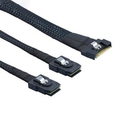 1M SlimSAS SFF8654 8i 4.0 To Dual SAS 8087 Cable 32AWG 24G Server Internal picture