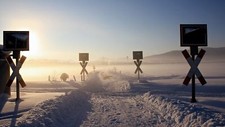 Landscape railway winter snow road mist cold ice Custom Gaming Mat Desk picture