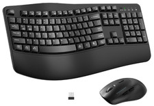 Combo de teclado y ratón inalámbricos ergonómicos con reposamuñecas picture