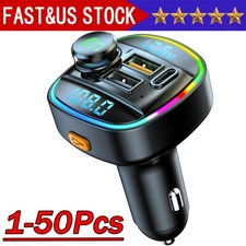 Bluetooth 5.0 Car Wireless FM Transmitter Adapter USB PD Charger AUX Hands Lot picture