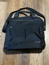 Samsonite Black Laptop Tablet Carry Case Briefcase Bag Padded w Crossbody Strap picture