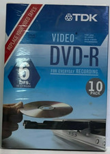 TDK DVD-R 10-Pack Video Recording Discs w/ 10 Clear Tall Cases - NEW IN BOX picture