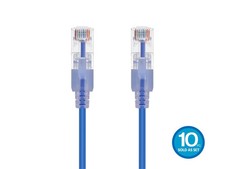 SlimRun Cat6A Ethernet Patch Cable Network RJ45 Stranded UTP 30AWG 3ft Blue 10pk picture