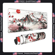 Watercolor Cherry Blossom Mouse and Keyboard Pad Large Desk Mat 11.8x31.5 in picture
