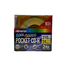 10 Pack Memorex Cool Colors Pocket CD-R 24X 210 MB 24 Minute New Sealed NOS picture