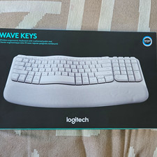 Logitech Wave Keys Wireless Ergonomic Keyboard w/ Palm Rest White/Gray QWERTY picture