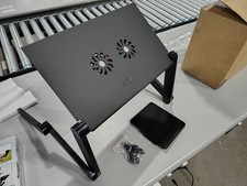 BLACK - MULTIFUNCTIONAL ADJUSTABLE LAPTOP TABLE WITH USB POWERED COOLING FAN picture