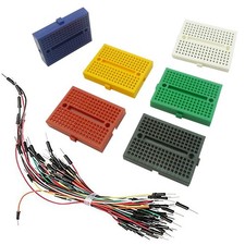 6 PCS 170 Tie Point Mini Breadboard Kit + 65 Jumper Wires Arduino Prototype picture