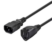 3 Pcs 1FT 18/3 Power Cord Cable IEC 320 C14 to NEMA 5-15R 10A 18AWG 3 Prong BLK picture