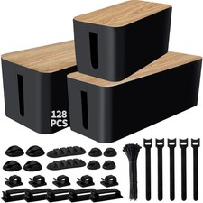 128PCS Cable Management Kit - 3 Pack Cord Organizer Box, Wire Hider for Home/Off picture