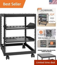 12U Open Frame Server Rack, 23-40 in Adjustable Depth, Free Standing or Wall ... picture