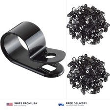 GTSE - Black Nylon Plastic Cable Clamps 1/2 Inch Screw Mount 100 Pack picture