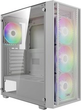 White ATX Mid Tower Gaming Computer PC Case with Side Tempered Glass, Pr picture