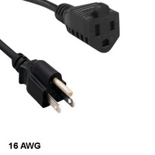 [Lot10] 15Ft Black Outlet Saver Power Extension Cord NEMA 5-15P/15R 16AWG 13A/12 picture