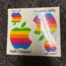 Vintage 80s Apple Macintosh Computer Decals Stickers 4 Sticker Sheet Rainbow Mac picture
